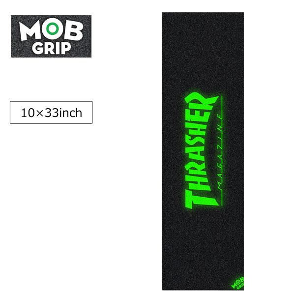 MOB GRIP モブグリップ THRASHER スラッシャー スケートボード スケボー デッキテープ GLOW LOGO 10インチ×33インチ コラボ 滑り止め 蓄光