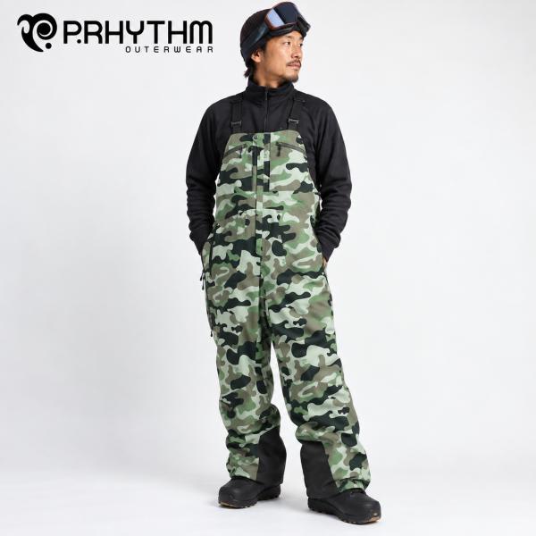 P.RHYTHM プリズム スノーボード ウェア ビブパンツ PEAK BIB CAMO PANT 高機能素材 型落ち ドメスティックブランド