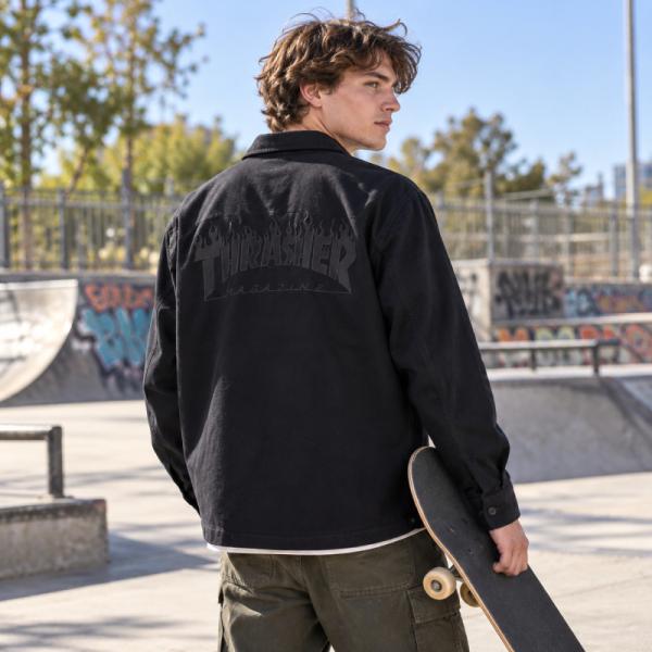 VANS THRASHER ヴァンズ スラッシャー シャツ WORK SHIRTS L/S ワークシャツ ブラック 黒 ジャケット スケートボード アパレル