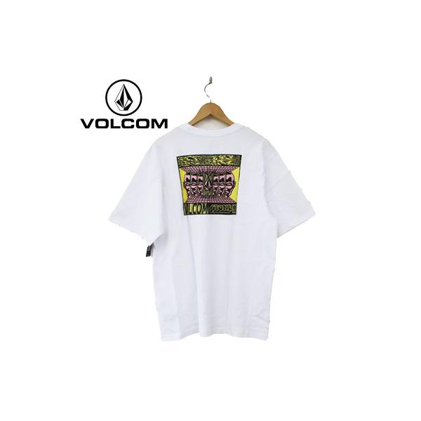 VOLCOM ボルコム Tシャツ ユニセックス 白 ENT HUSED SST 半袖 ショートスリーブ カットソー エンターテイメント バックプリント