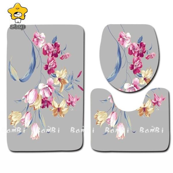 【商品内容】3点セット：トイレマット、フタカバー、バスマット【素材】表地フランネル裏地ポリエステル、ゴム【中国製】※タグは外国語です。※採寸は製造メーカー提供情報ですので多少誤差が生じる場合がございます。※商品画像はご覧になるモニター等や環...