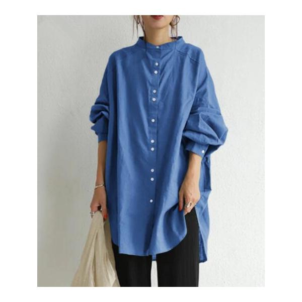 シャツワンピース ブラウス ロングシャツ 秋 レディース サイド 