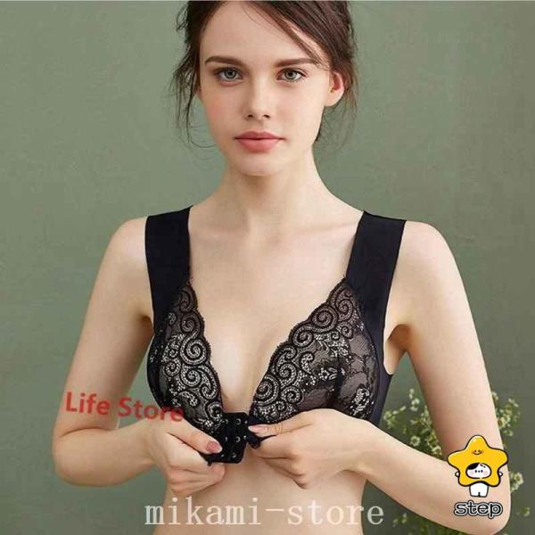 ブラジャー小さくを見せるブラシームレスフロントホックノンワイヤーフルカップ着痩せ美胸つけ心地単品脇肉脇高お洒落大きいサイズ20代30代40代