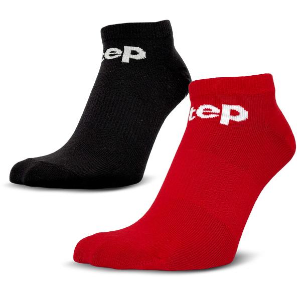 ゆうパケット StePオリジナル 2足組みアンクルソックス ブラック/レッド 2P SOCKS メンズ レディース 靴下 黒 赤