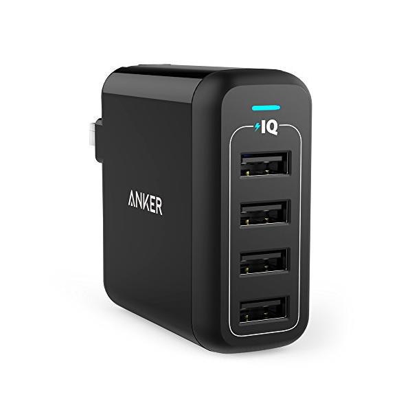 Anker PowerPort 4 (40W 4ポート USB急速充電器)  PSE認証済 / PowerIQ搭載 / 折りたたみ式プラグ搭載 iPhone&amp;Android各種対応 (ブラック)