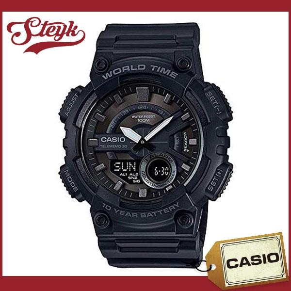 CASIO AEQ-110W-1B カシオ 腕時計 アナデジ STANDARD　スタンダード メンズ ブラック