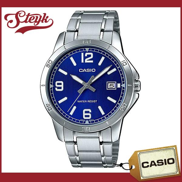 CASIO MTP-V004D-2B �J�V�I �r���v �A�i���O �X�^���_�[�h �����Y �l�C�r�[ �V���o�[