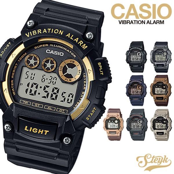 CASIO W-735H カシオ 腕時計 デジタル チープカシオ スタンダード バイブレーション機能 メンズ ブラック ネイビー グレー ゴールド  ブラウン