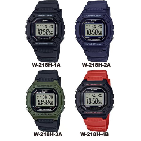 スタンダード デジタル CASIO W-218H カシオ 腕時計 メンズ ブラック
