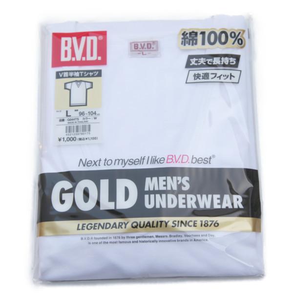 【２枚組】Ｂ.Ｖ.Ｄ ＧＯＬＤ 半袖Ｖ首Ｔシャツ  紳士肌着 メンズインナー オールシーズン 年間 ホワイト 白 綿100%