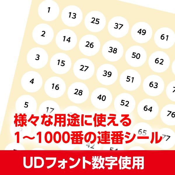 数字シール 番号連番 UDフォント数字使用 数字連番シール 直径20mm 1 