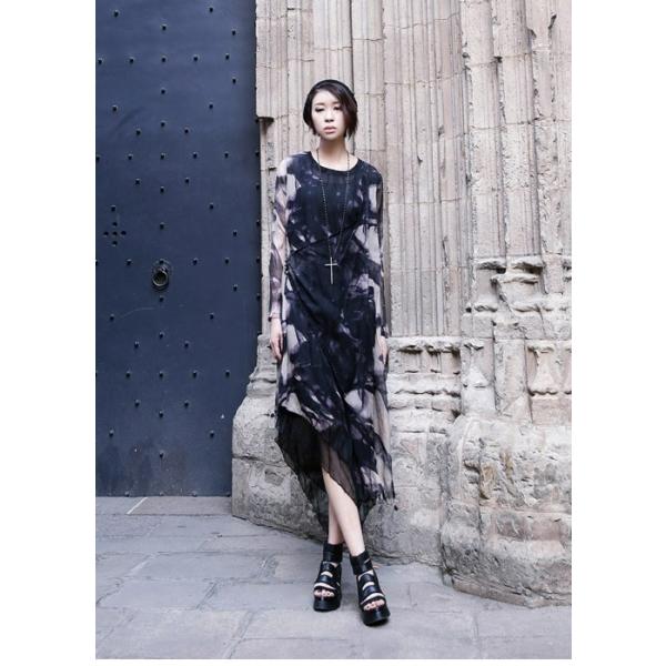 ワンピース 長袖 柄 ロング丈 ロングワンピース 春 モード系 個性的 40代 ファッション エモ系 レディース Buyee 日本代购平台 产品购物网站大全 Buyee一站式代购 Bot Online