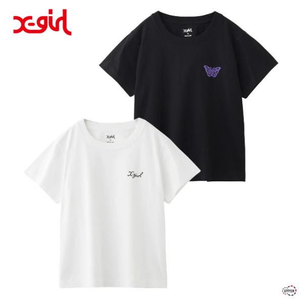 X-girl（エックスガール） セール LOGO AND BUTTERFLY 2P S/S BABY TEE