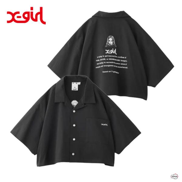 【X-girl】FACE OPEN COLLAR CROPPED SHIRT X-girl｜FACE OPEN COLLAR CROPPED SHIRT | Rakuten Fashion(楽天