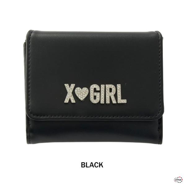 X-girl（エックスガール） RHINESTONE LABEL MINI WALLET 105252054013