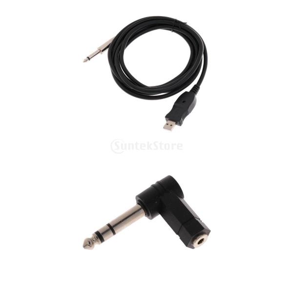 Fenteer USBギターケーブル 6.35mm〜3.5mm M/Fオーディオコネクタ USBポート モノラルM/Mギターベースケーブル
