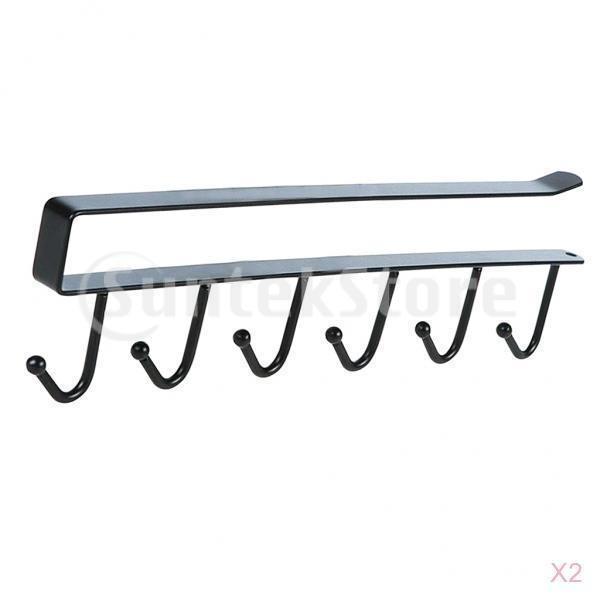 棚キャビネットラックマグカップティーカップホルダー収納フックブラック下2個6フック Stkショップ 通販 Yahoo ショッピング