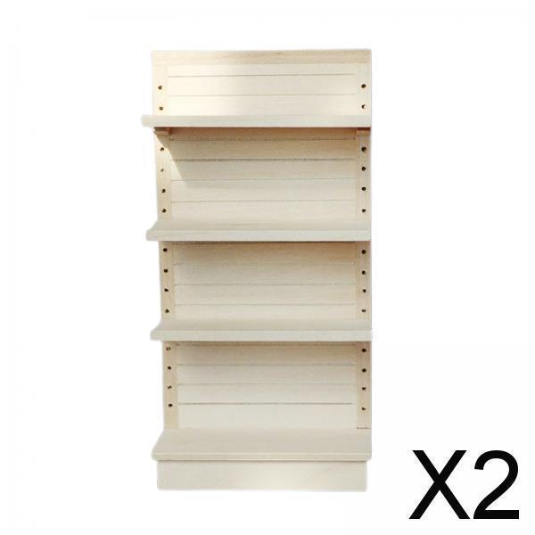 2x1：12ドールハウス家具ミニチュア収納ラック棚スタンドホルダーDIY