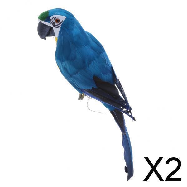 2x45cm人工オウム鳥リアルな家の装飾セキセイインコ剥製ブルー : STK 