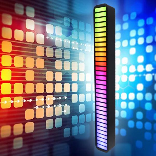 2xRGB音声起動リズムライト32LED BluetoothAPP雰囲気ライトブラック