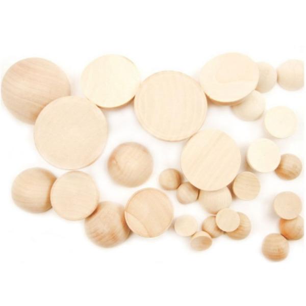 2x50pcsウッドハーフスプリットボール半球ハーフクラフトボールキッズDIYプロジェクト1cm