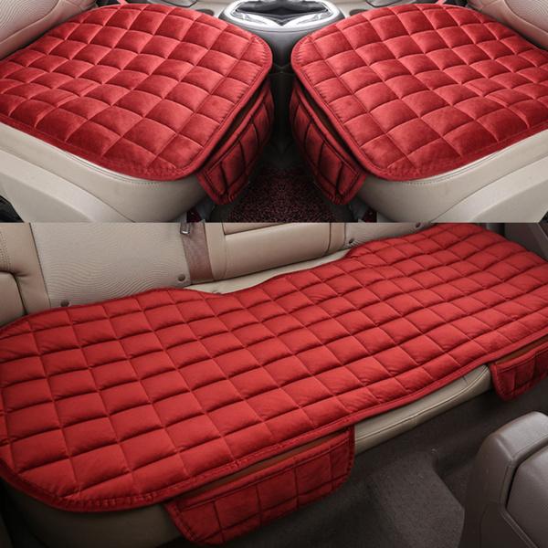 車 座布団 カーシートカバー 車載クッション レッド 高弾性 高品質 3枚