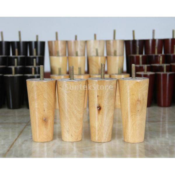 円錐形状 ユーカリ ソリッド ウッド 家具 足 ソファ脚 防湿 家具 保護 実用 4本/セット 4サイズ 木色, 4 * 6 * 12cm