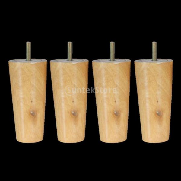 円錐形状 ユーカリ ソリッド ウッド 家具 足 ソファ脚 防湿 家具 保護 実用 4本/セット 4サイズ 木色, 4 * 6 * 12cm