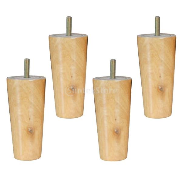 円錐形状 ユーカリ ソリッド ウッド 家具 足 ソファ脚 防湿 家具 保護 実用 4本/セット 4サイズ 木色, 4 * 6 * 12cm