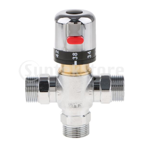 説明:クロームメッキの真鍮ボディ.頑丈で耐久性があります.すべてのオスコネクタ.温度範囲:20〜50度.すべてのG3 / 4(DN20)オスコネクタ.温度や水圧がどのように変化しても.水の流れを安定させます.内蔵の温度調節部品により.冷水が...