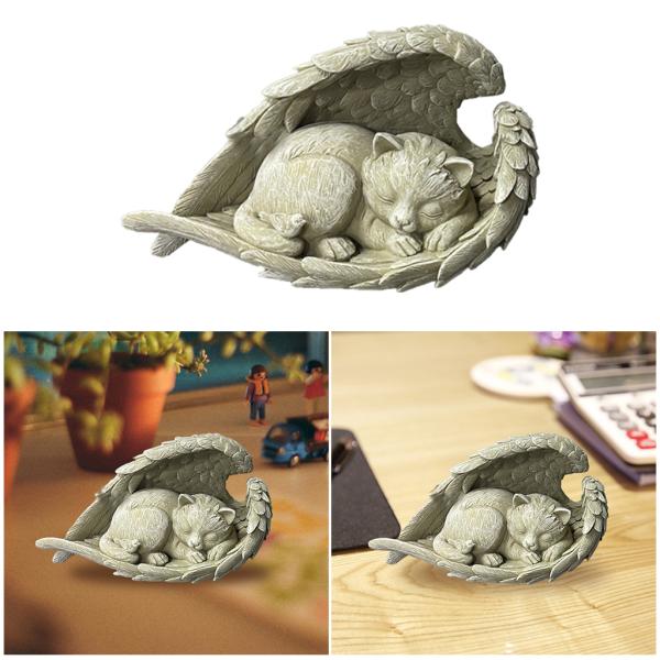 クラフトメモリアルスタチューリアルなペットエンジェル彫刻置物ギフト猫