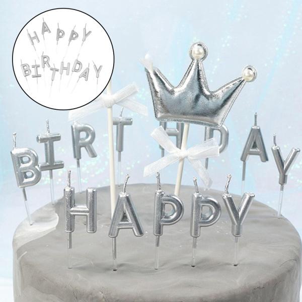 お誕生日おめでとうレターキャンドルケーキトッパーパーティーデコレーションサインシルバー Stkショップ 通販 Yahoo ショッピング