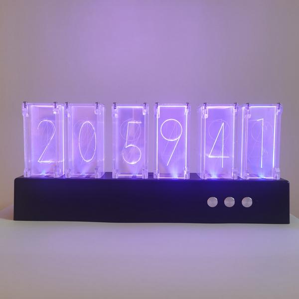 ニキシー管時計RGBLED明るさ調節可能なデジタル電子卓上時計スタイリッシュなインテリアリビングルーム寝室ベッドサイドの装飾バレンタインデー