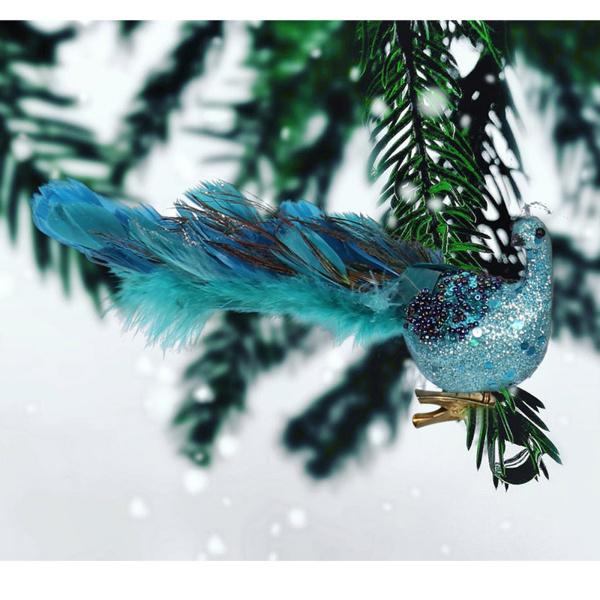 説明:この装飾的なのどの孔雀は.明るい青色.長い羽.そしてメタリックブルーのスパンコールでいっぱいです.孔雀の体はスパンコールとキラキラ.贅沢な孔雀の尻尾で装飾されているので.美しく詳細でリアルです.クロースタイルのクリップで.このお祭りの...