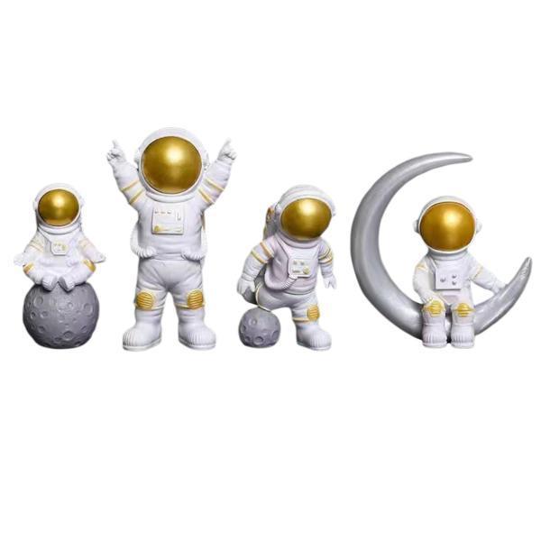 4個の宇宙飛行士の像宇宙飛行士の置物の家の装飾ホワイトゴールド