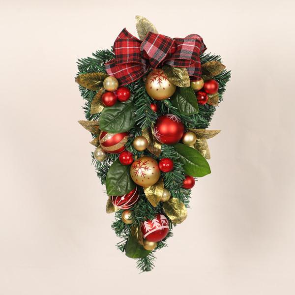 クリスマス ティアドロップ スワッグ ボール 緑 屋内 屋外 ツリー