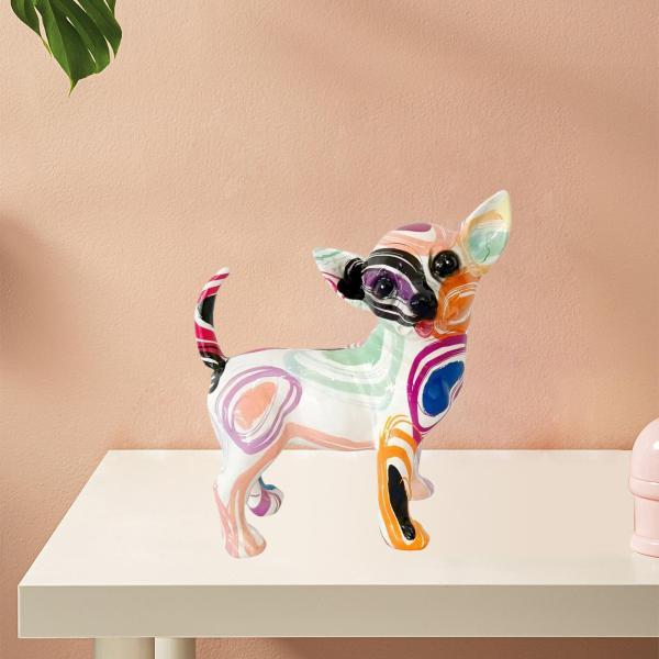 落書きチワワ像犬の置物樹脂アートワーク犬愛好家のギフト