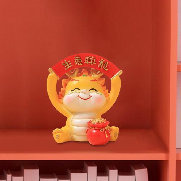 樹脂中国のドラゴン像かわいい工芸品クリエイティブ本棚ホーム玄関スタイル E