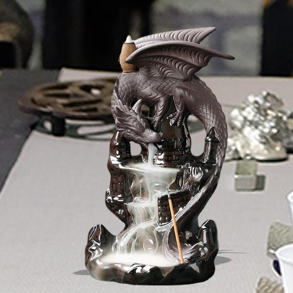 逆流香炉 ドラゴン滝香炉 オーナメント ギフト 工芸品 セラミック像