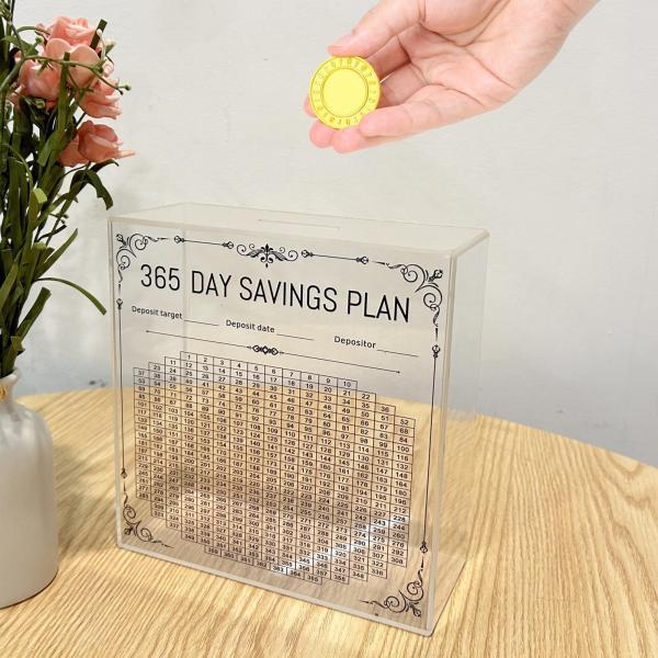 アクリル貯金箱 貯金箱 20x8x20cm お金のターゲットと数字付き 新年の