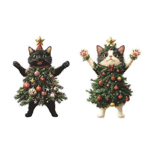 猫のクリスマスツリートッパー クリスマスデコレーション 2D フラット