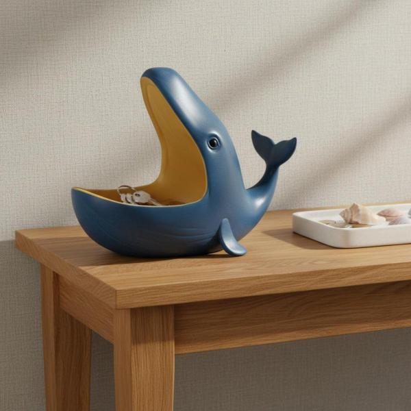 クジラ収納コンテナ 収納トレイ 樹脂装飾ボウル アクセサリートレイ トリンケットホルダー インテリアオブジェ 小物入れ 玄関デスクリビングキッズルームに適用
