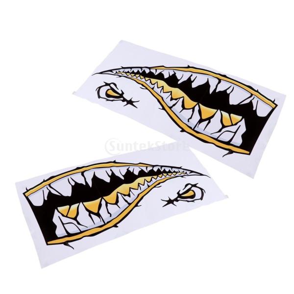 ビニール カヤック ディンギー サメ 歯 口 デカール ステッカー 装飾用 シール 防水 全3色 - 黄 /Buyee 
