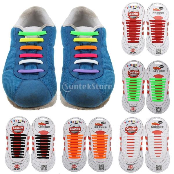 GRALARA ノーブランド品 ノーネクタイ 弾性 結ばない シリコーン 子供 靴ひも 靴紐 サッカー シューズ 全6色 - グリーン