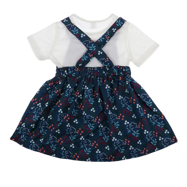 幼児の女の子の花のストラップドレスノースリーブのコットンのTシャツのドレスセット90cm