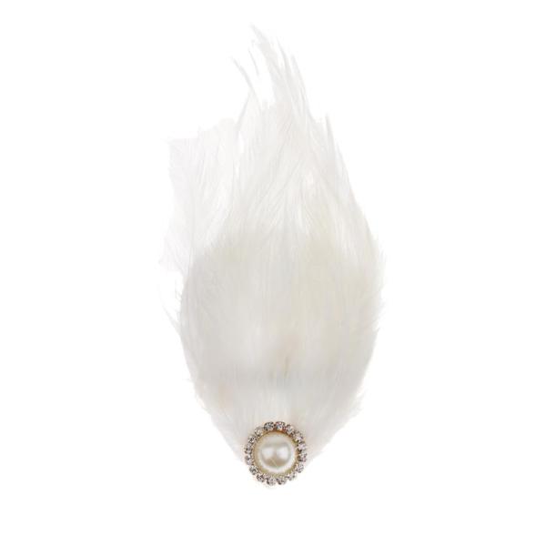 SONONIA白い羽 飾り 魅力的な ヘアクリップ 結婚式 花嫁 ヘアアクセサリー 多種選択可 - 8 x 15cm