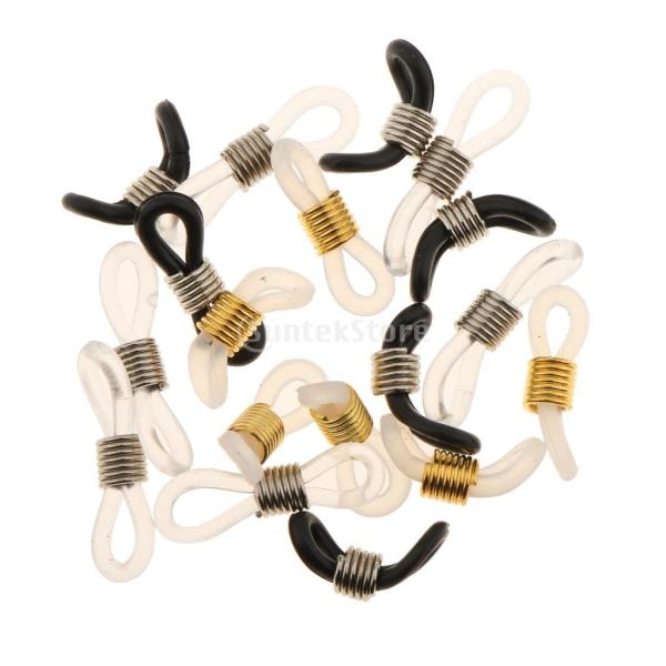 説明:眼鏡ホルダー用の黒と白の透明なゴム製眼鏡チェーンエンド.ヴィンテージの真ちゅう製の金属コイルは.着用者が眼鏡のグリップを調整するために動かすことができます.お友達やご自身への素晴らしい贈り物.材質:ゴム.銅サイズ:約20x5mm /0...