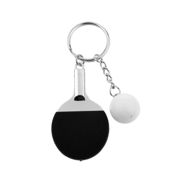 卓球 ピンポン ラケット ボール ペンダント キーリング キーチェーン 装飾 ギフト 全7色 - ブラック
