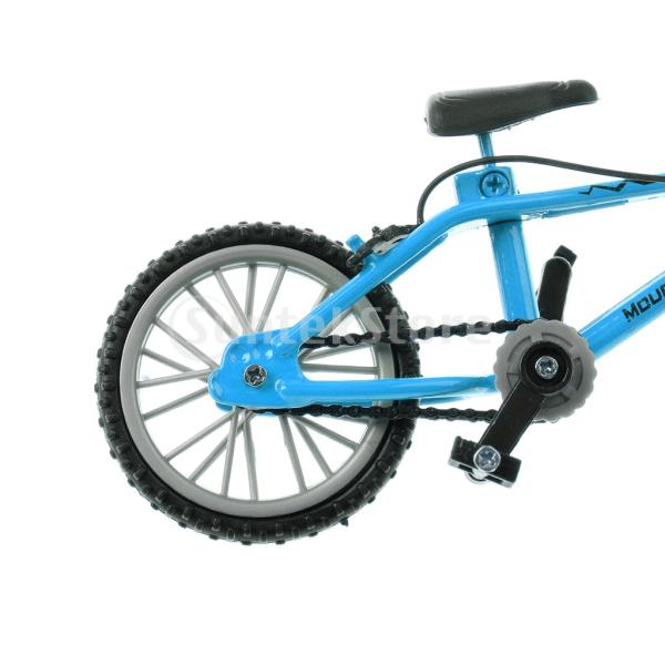 1/24スケールフィンガーバイク 合金製 ミニ フィンガーバイクおもちゃ スペアタイヤ付き 自転車モデル 全4色 - ブルー