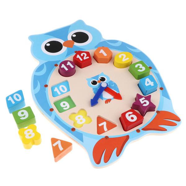 木製の動物は数字と形の教育玩具で分類時計を形作ります フクロウスカイブルー Stkショップ 通販 Yahoo ショッピング